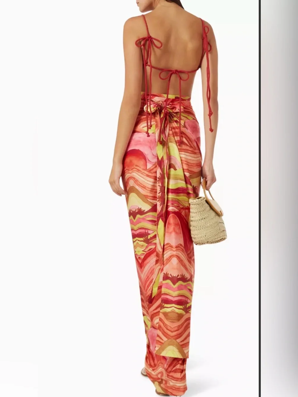 Andrea Iyamah AIKO CROP TOP in sunset Print / Abstract swim bikini top new
